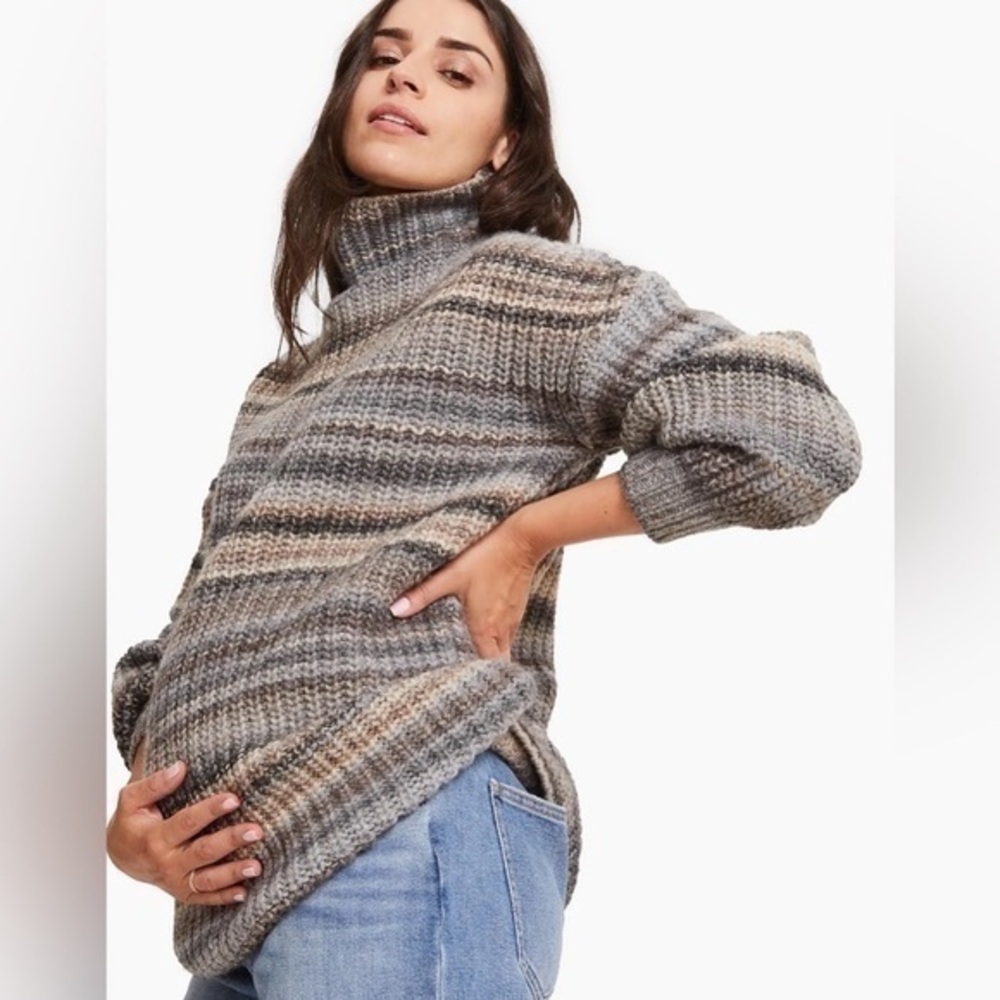🆕 NWT hatch fashioned turtleneck sweater striped 3 large